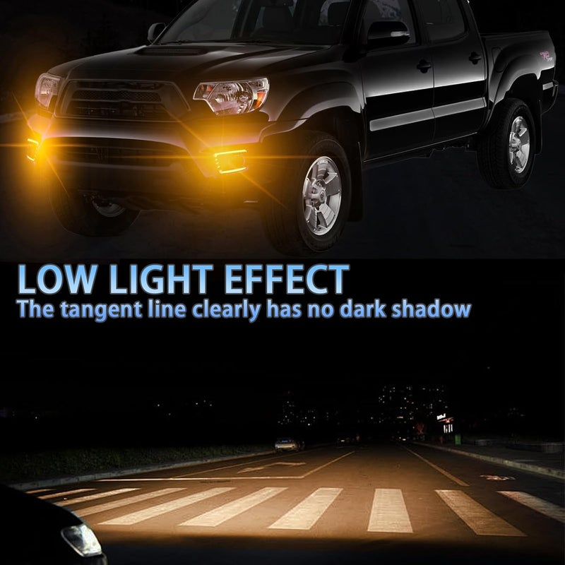 PGTOPONE Switchback White/Amber LED Front Fog Daytime Running Lamp w/Dynamic Flash LED Turn Signal Light Feature Kit For Toyota TACOMA 2012-2015 SR TRD Pro Replacement Front Bumper (12-15) - Image 4